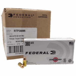 380 AUTO FEDERAL – 1000 ROUND CASE – 95 GR FMJ