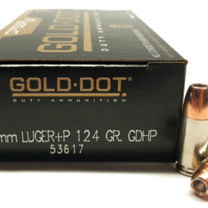 9MM SPEER GOLDDOT LE DUTY – 1000 ROUND CASE – 124 GR +P JHP – BRASS CASE